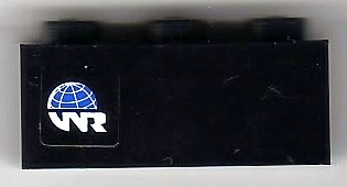Brick 1 x 3 with Globe and White 'WR' World Racers Logo Pattern Model Left Side (Sticker) - Set 8899