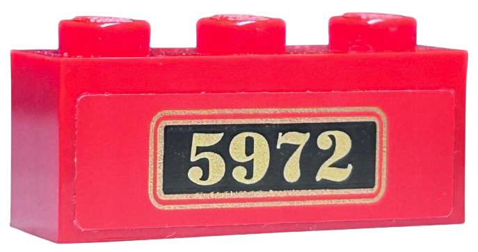 Brick 1 x 3 with Gold '5972' and Border Double on Black Background Pattern (Sticker) - Set 4841