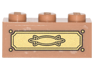Brick 1 x 3 with Gold Drawer Pattern (Sticker) - Set 4840