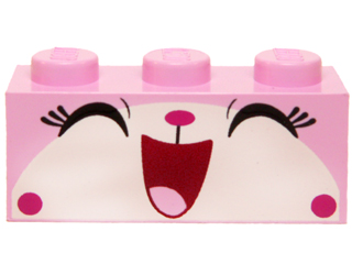 Brick 1 x 3 with Cat Face Wide Open Mouth Smile (Cheerykitty) Pattern