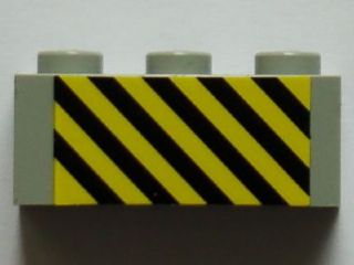 Brick 1 x 3 with Black and Yellow Danger Stripes Pattern (Sticker) - Set 7823
