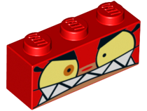 Brick 1 x 3 with Cat Face Wide Yellow Eyes, Angry Expression with Clenched Teeth Pattern (Angry Unikitty)