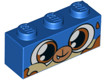 Brick 1 x 3 with Dog Face Wide Dark Orange Eyes, Dark Orange Splotches Pattern (Dessert Puppycorn)