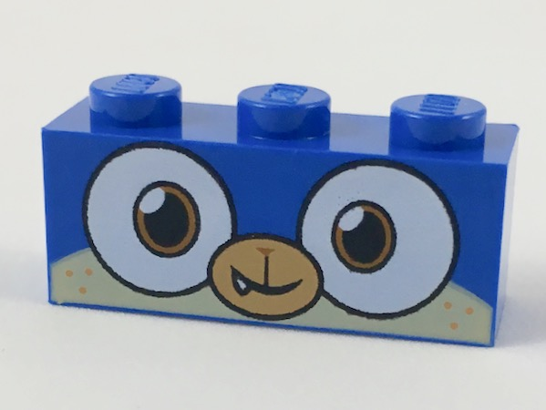 Brick 1 x 3 with Dog Face Wide Dark Orange Eyes, Medium Nougat Muzzle Pattern