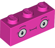 Brick 1 x 3 with Large Round Eyes and Eyelashes Pattern