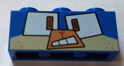 Brick 1 x 3 with Dog Face Angry, Mouth Open, and Square Eyes Pattern (Puppycorn)