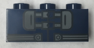 Brick 1 x 3 with Latches and Belt Pattern (Rocket)