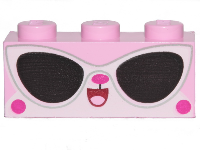 Brick 1 x 3 with Cat Face and Sunglasses Pattern (Disco Kitty)