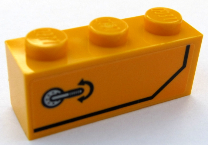 Brick 1 x 3 with Door Handle and Black Stripe Pattern Model Right Side (Sticker) - Set 60159