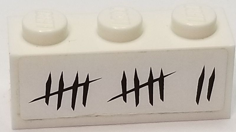Brick 1 x 3 with 12 Notched Tally Marks on White Background Pattern (Sticker) - Set 75903