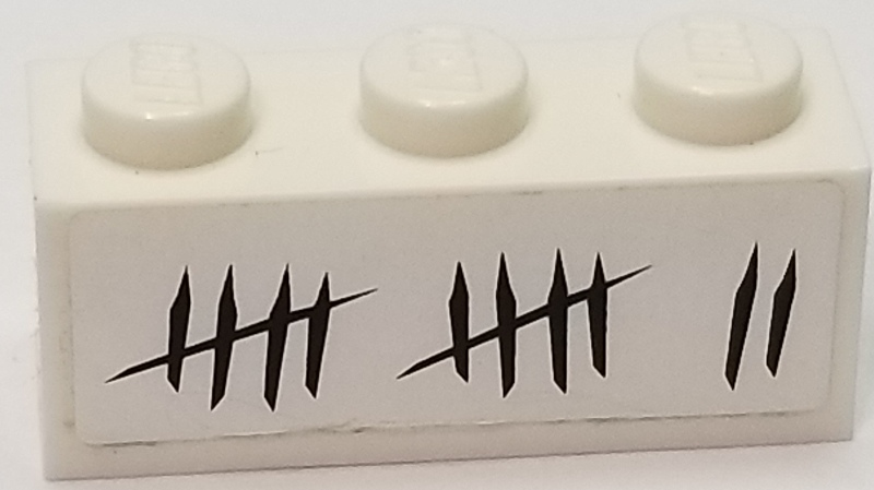 Brick 1 x 3 with 12 Notched Tally Marks on White Background Pattern (Sticker) - Set 75903