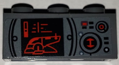 Brick 1 x 3 with SW Red and Black Slave I Pattern (Sticker) - Set 75243