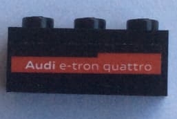 Brick 1 x 3 with 'Audi e-tron quattro' on Red Stripe Pattern on Both Sides (Stickers) - Set 75872