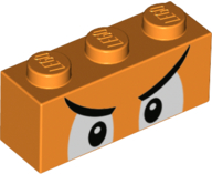 Brick 1 x 3 with Black and White Eyes, Angry Eyebrows Pattern (Super Mario Boom Boom Upper Face)