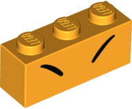 Brick 1 x 3 with 2 Black Closed Eyes / Lines Pattern (Super Mario Boss Sumo Bro Upper Face)