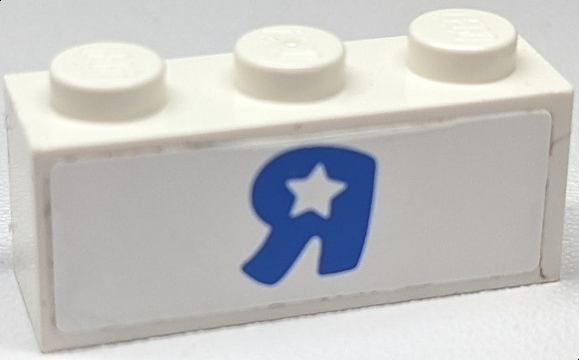Brick 1 x 3 with Blue Letter R Backwards with White Star (Toys "R" Us Logo) Pattern on Both Sides (Stickers) - Set 40144