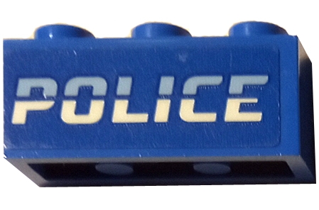 Brick 1 x 3 with Bright Light Blue and White 'POLICE' Pattern (Sticker) - Set 60246