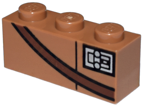 Brick 1 x 3 with Reddish Brown Strap and Silver Badge Pattern (BrickHeadz Lando Calrissian Torso)