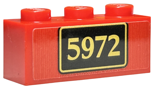 Brick 1 x 3 with Gold '5972' and Border on Black Background, Large Pattern (Sticker) - Set 76423