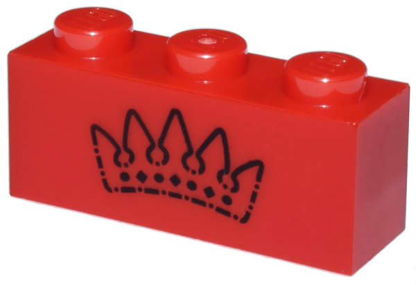Brick 1 x 3 with Black Crown Pattern