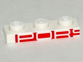 Plate 1 x 3 with White 'PORS' on Red Background Pattern