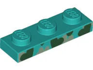 Plate 1 x 3 with Black and Silver Heart Camouflage Pattern (Unikitty)