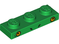 Plate 1 x 3 with Small Black Arcs / Nostrils and Orange Eyes Pattern (Dinosaur Unikitty)