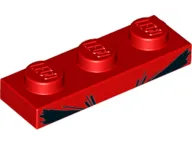 Plate 1 x 3 with 2 Thick Jagged Black Lines - Eyebrows (Angry Unikitty) Pattern