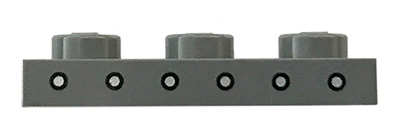 Plate 1 x 3 with 6 Silver Dots Pattern