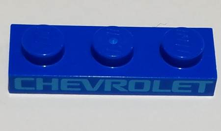 Plate 1 x 3 with Medium Azure 'CHEVROLET' Pattern