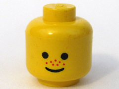 Minifigure, Head Standard Grin and Red Nose Freckles Pattern - Solid Stud