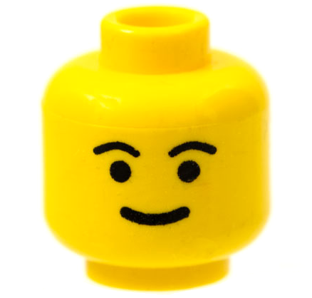 Minifigure, Head Standard Grin, Black Eyebrows, Thick Mouth Pattern