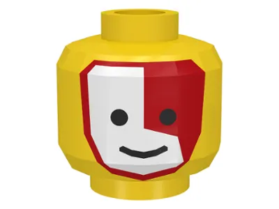 Minifigure, Head Face Paint Islander with Red and White War Paint Pattern