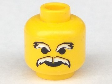 Minifigure, Head Moustache Ice Planet White and White Eyebrows Pattern