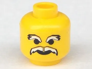 Minifigure, Head Moustache Ice Planet White and White Eyebrows Pattern