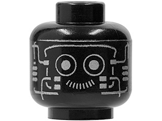 Minifigure, Head Alien with Robot Silver Pattern