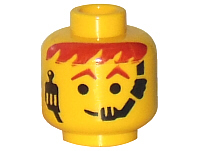 Minifigure, Head Male Headset Over Smile, Red-Brown Hair & Eyebrows Pattern