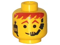 Minifigure, Head Male Headset Over Smile, Red-Brown Hair & Eyebrows Pattern