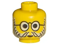Minifigure, Head Glasses with Round Glasses, Gray Lines Beard and Moustache Pattern