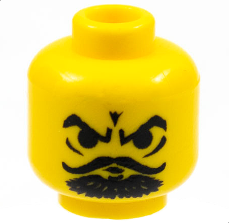 Minifigure, Head Black Eyebrows, Curly Moustache, Goatee, Furrowed Brow, Angry Pattern