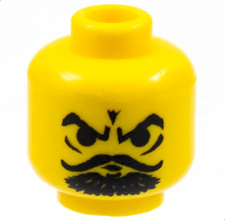 Minifigure, Head Black Eyebrows, Curly Moustache, Goatee, Furrowed Brow, Angry Pattern