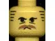 Minifigure, Head Moustache Brown Bushy, Stubble, Under-Eyes Wrinkles, Stripe Sideburns Pattern