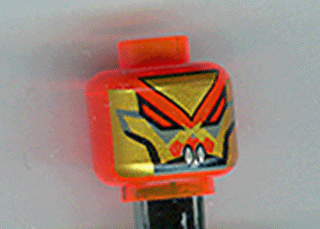 Minifigure, Head Alien with Gold Paint, Slanted Eyes and White Teeth Pattern