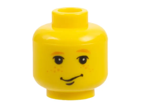 Minifigure, Head Male Smirk, Earth Orange Freckles and Eyebrows Pattern (HP Ron Weasley)