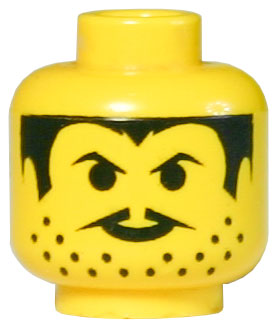 Minifigure, Head Moustache Thin, Stubble and Sideburns Pattern
