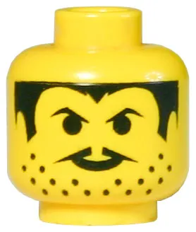 Minifigure, Head Moustache Thin, Stubble and Sideburns Pattern