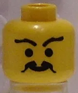 Minifigure, Head Moustache Curly and Split, Long Wavy Eyebrows Pattern