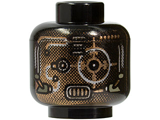 Minifigure, Head Alien with Copper Skin and Silver Eyepiece Pattern