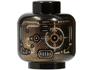 Minifigure, Head Alien with Copper Skin and Silver Eyepiece Pattern
