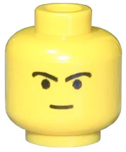 Minifigure, Head Male Straight Small Smile and Black Curved Eyebrows Pattern